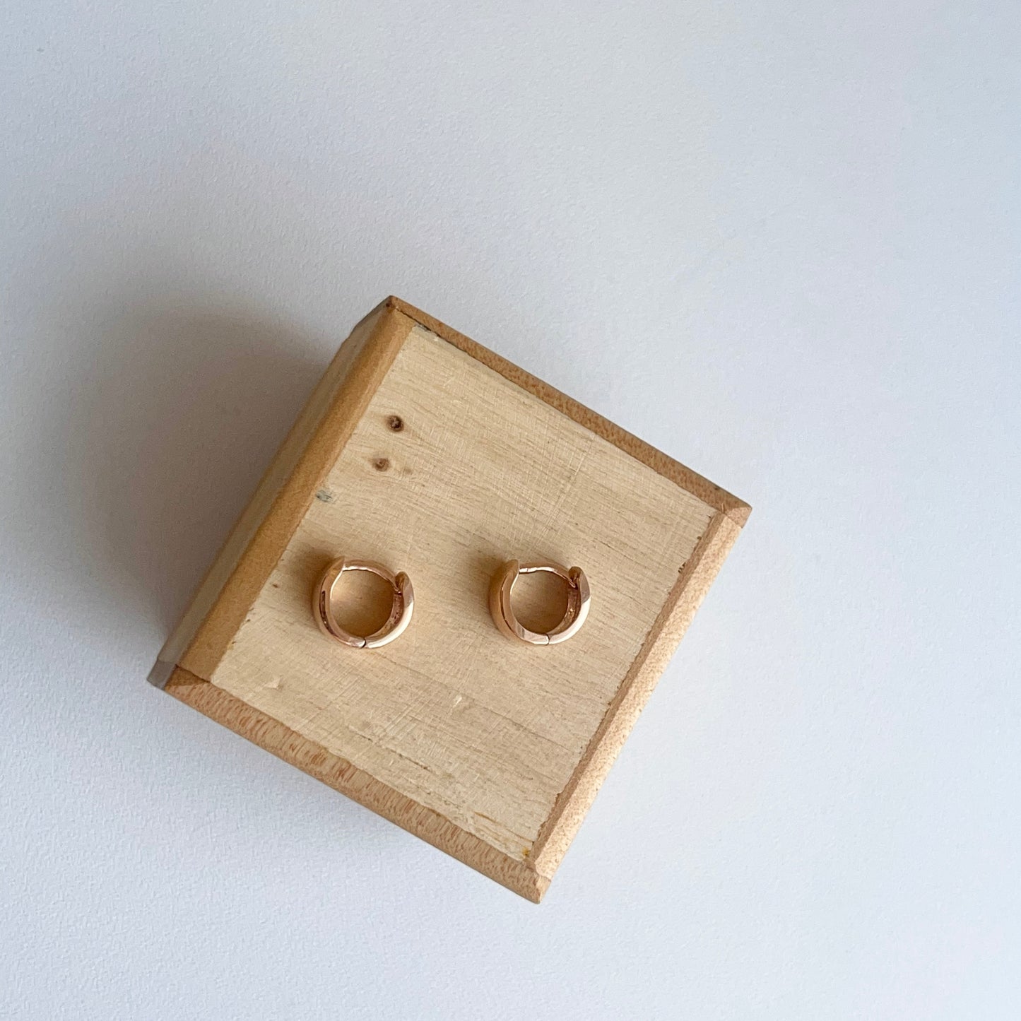 10KT Rose Gold Hinged Mini Huggie Hoop Earrings 9mm