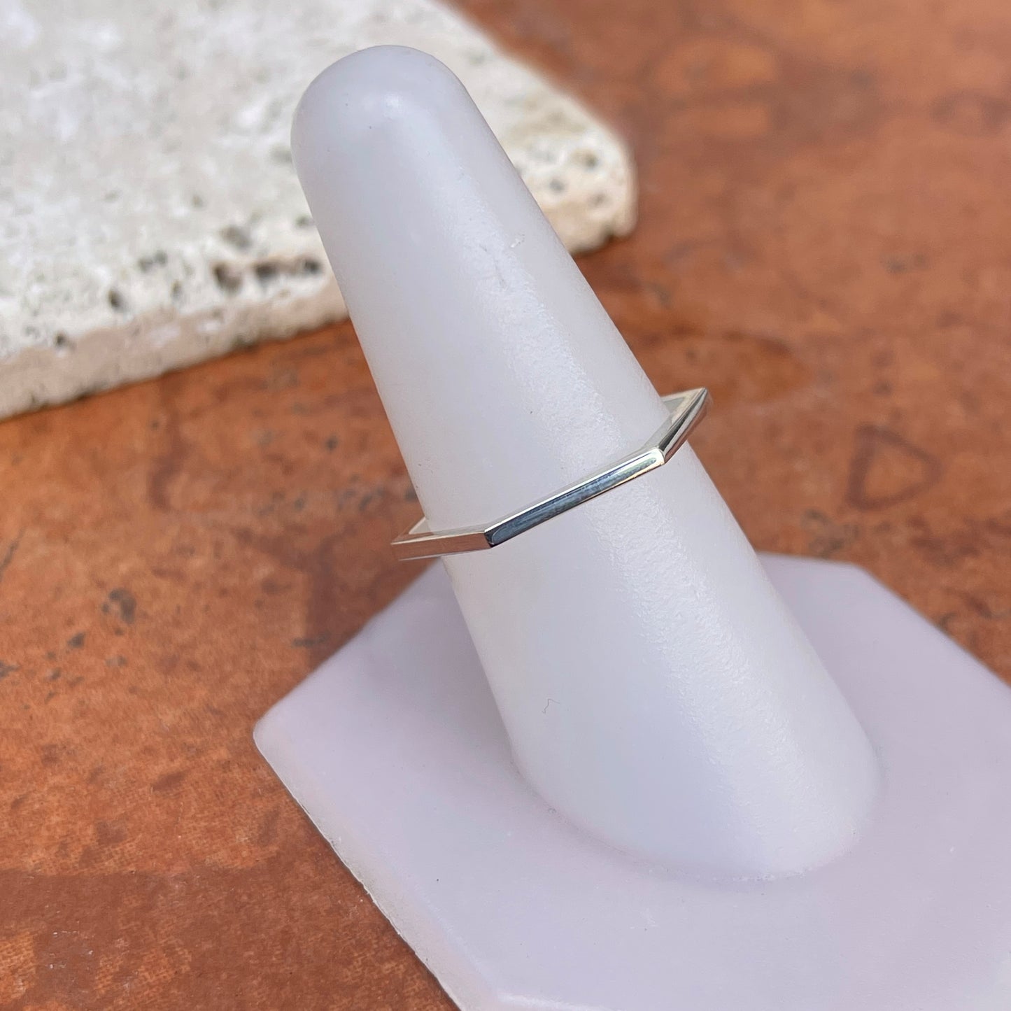 Sterling Silver Thin Hexagon Band Stackable Ring