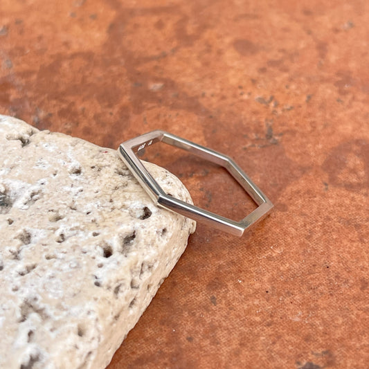 Sterling Silver Thin Hexagon Band Stackable Ring