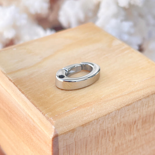 Stainless Steel Oval Push Clasp with Open Hole 14mm