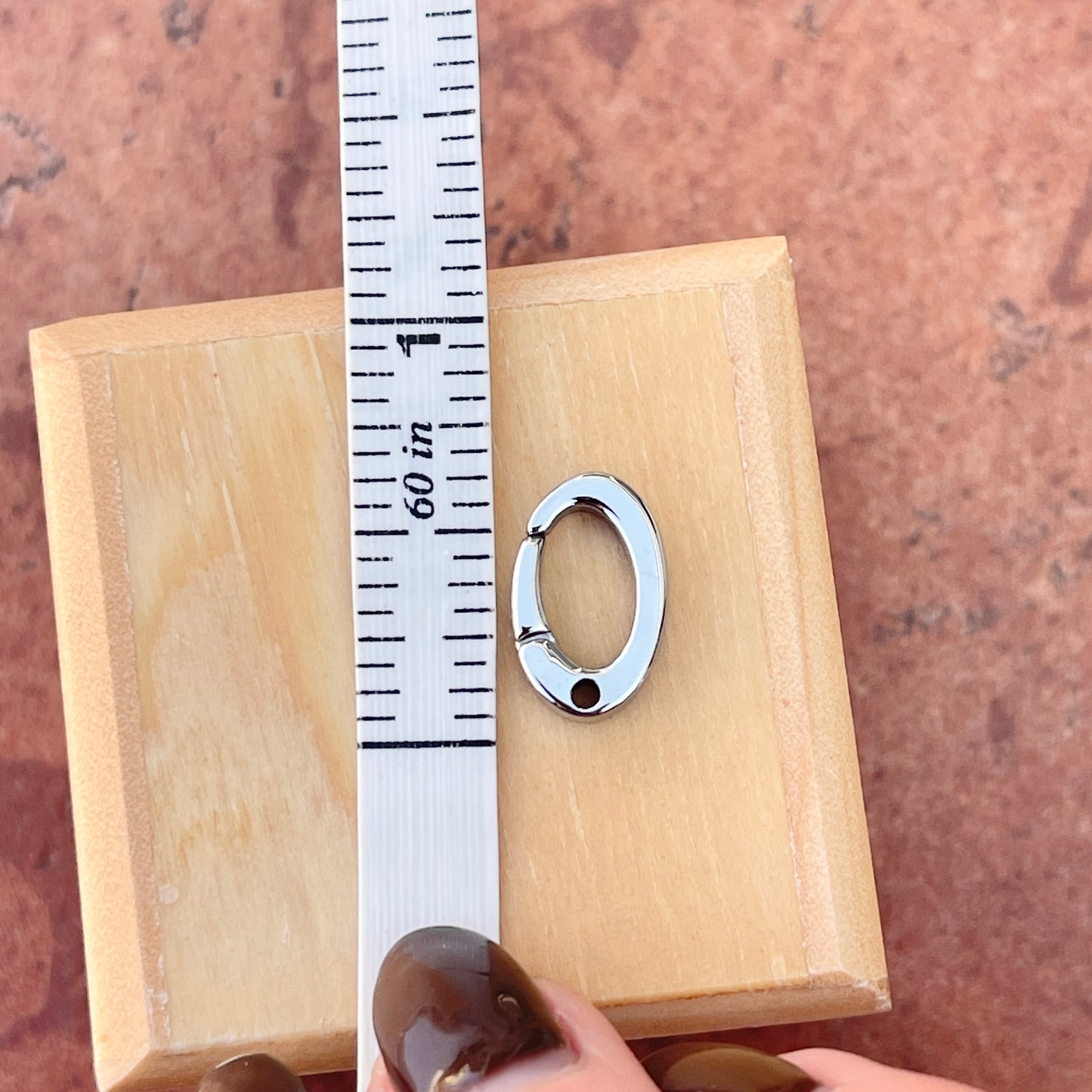 Stainless Steel Oval Push Clasp with Open Hole 14mm