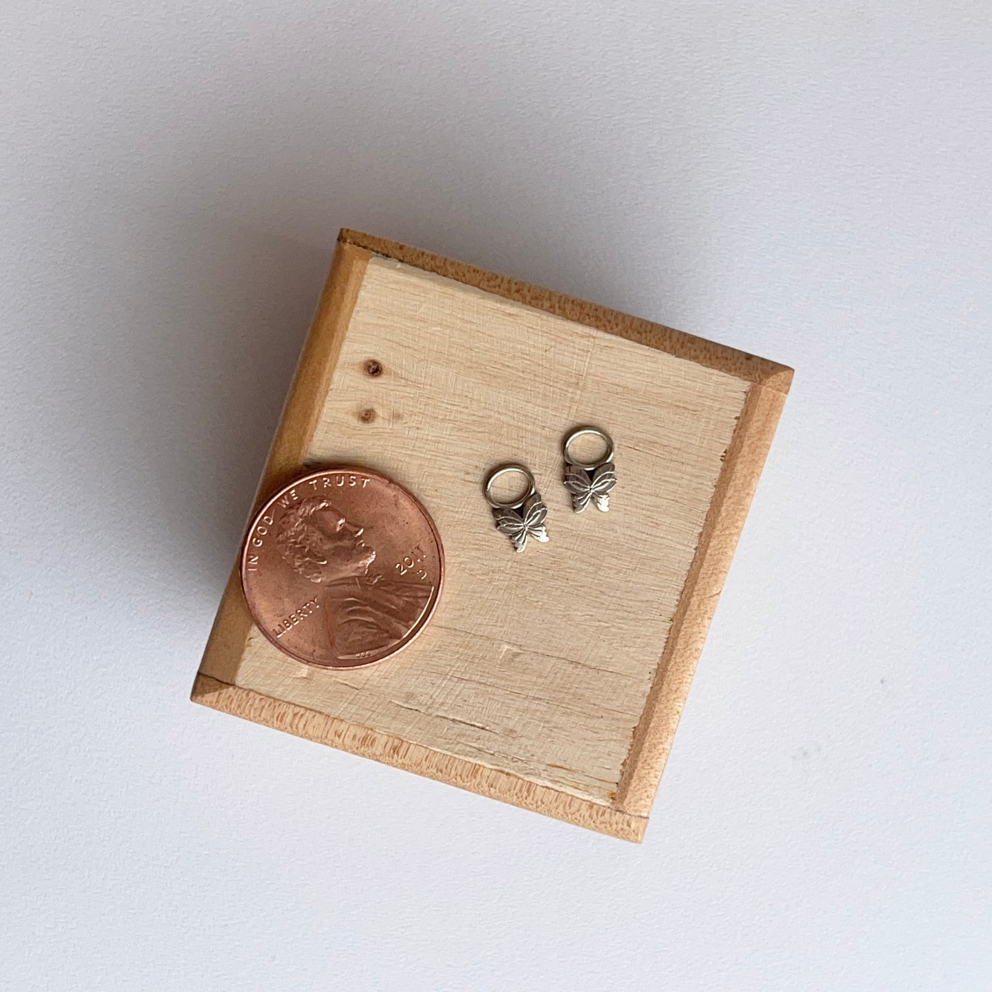 14KT White Gold Mini Butterfly Earring Charms