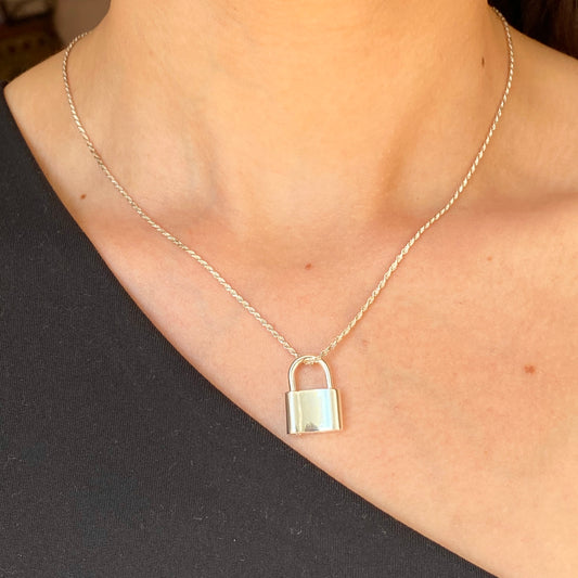 Sterling Silver Polished Padlock Pendant Clasp 19.8mm