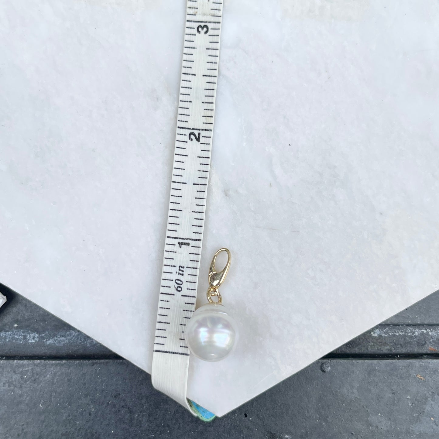 14KT Yellow Gold 12mm Paspaley South Sea Pearl Omega Clip Pendant Slide