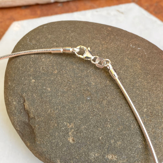 Sterling Silver Round Omega 1.20mm Cable Neck Wire Necklace Removable Clasp