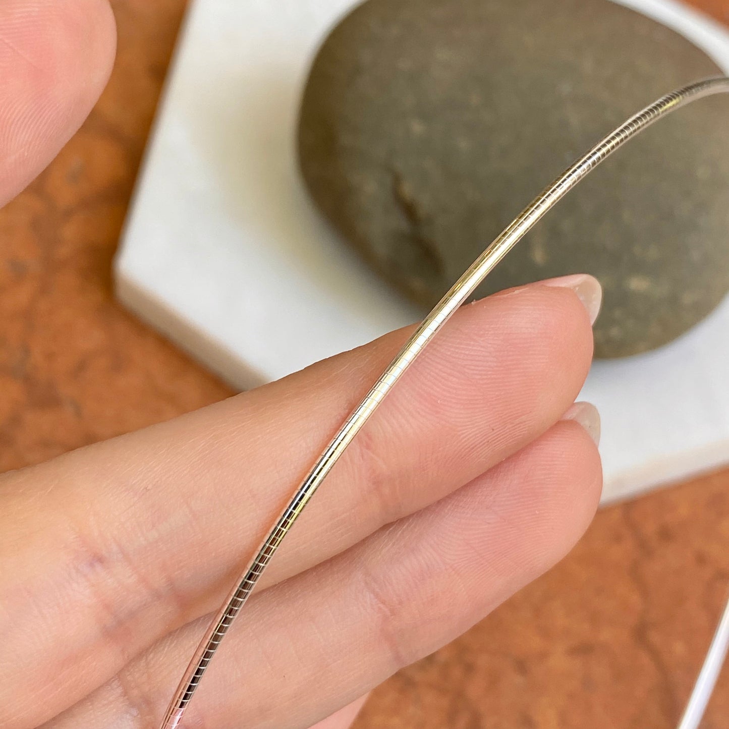 Sterling Silver Round Omega 1.20mm Cable Neck Wire Necklace Removable Clasp