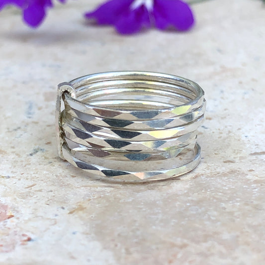 Sterling Silver Diamond-Cut Samanario Ring Size 7, Sterling Silver Diamond-Cut Samanario Ring Size 7 - Legacy Saint Jewelry