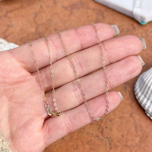 14KT Yellow Gold Flat Open 1.3mm Cable Chain Necklace