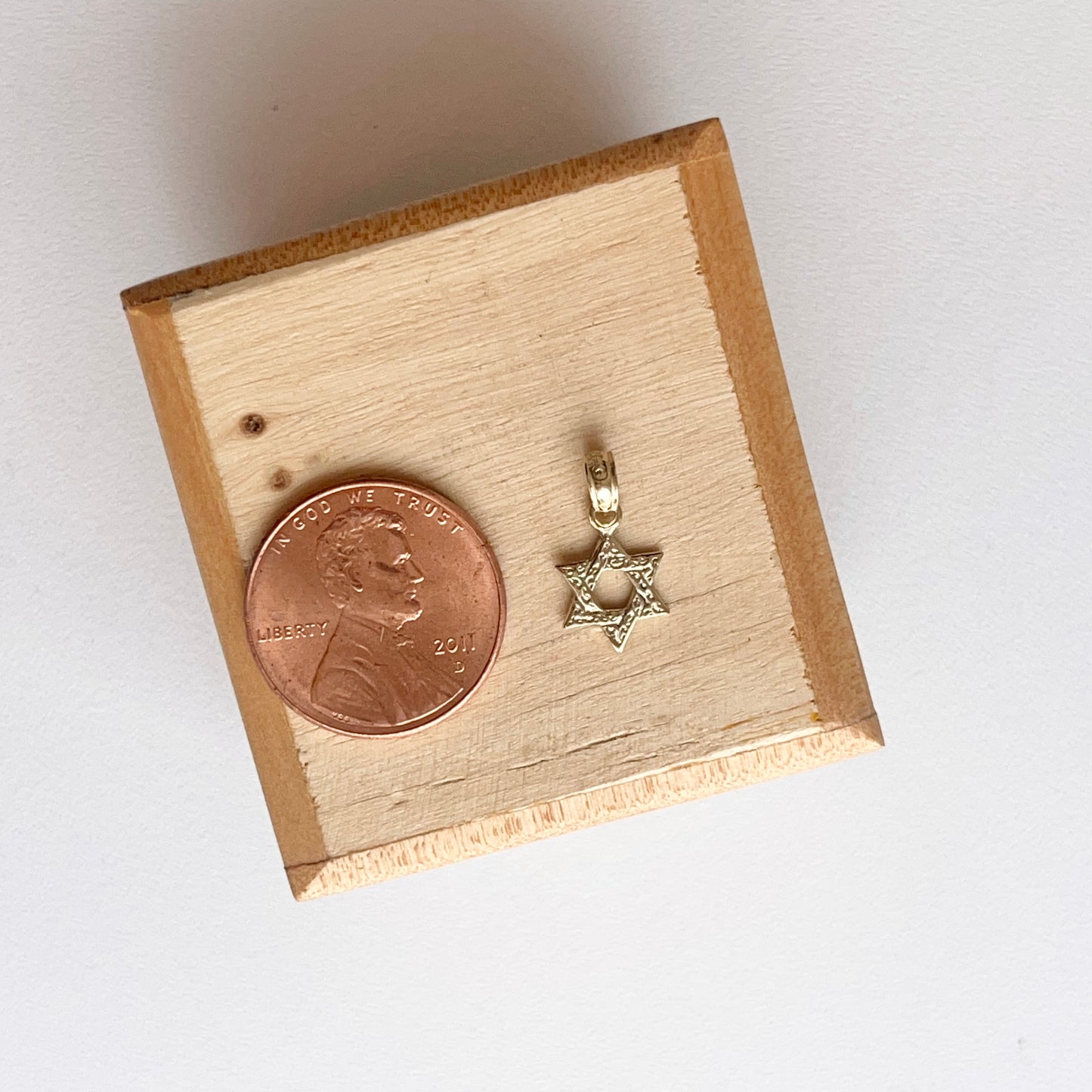 10KT Yellow Gold Mini Textured Star of David Pendant Charm