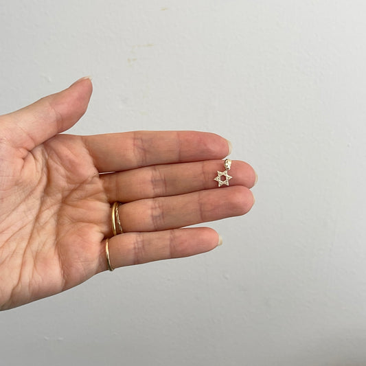 10KT Yellow Gold Mini Textured Star of David Pendant Charm