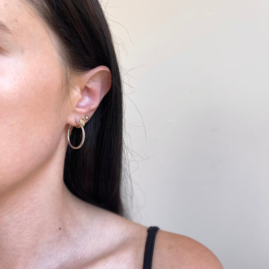 10KT White Gold Diamond-Cut Tube Round Hoop Earrings 25mm