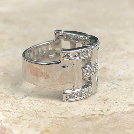 Sterling Silver Pave CZ Filigree Weave Lace Ring Size 8, Sterling Silver Pave CZ Filigree Weave Lace Ring Size 8 - Legacy Saint Jewelry