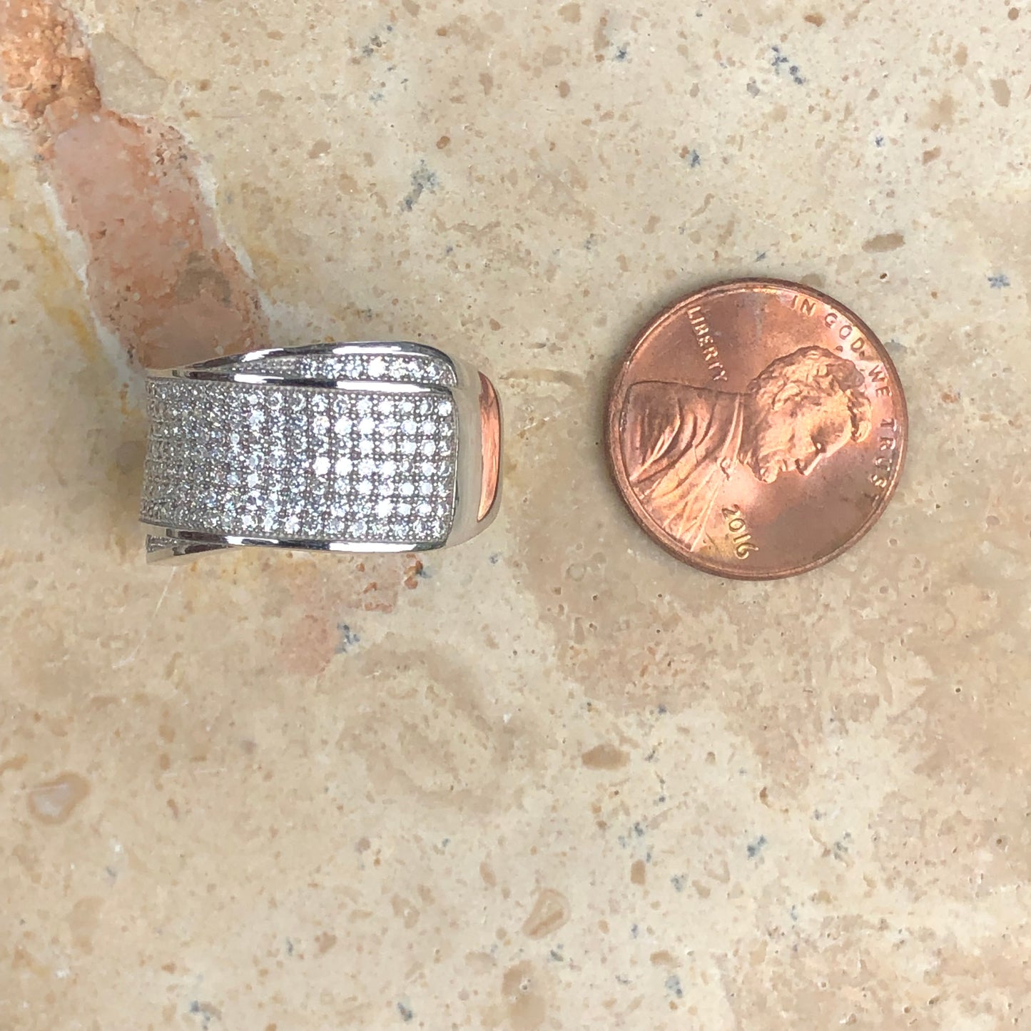 Sterling Silver Pave CZ Multi-Level Cigar Band Ring, Sterling Silver Pave CZ Multi-Level Cigar Band Ring - Legacy Saint Jewelry