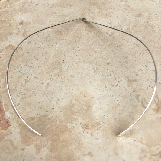 Sterling Silver Flat "V" Polished Neck Wire Necklace, Sterling Silver Flat "V" Polished Neck Wire Necklace - Legacy Saint Jewelry