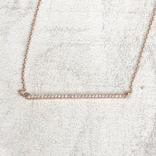 14KT Rose Gold Diamond Bar Chain Necklace, 14KT Rose Gold Diamond Bar Chain Necklace - Legacy Saint Jewelry