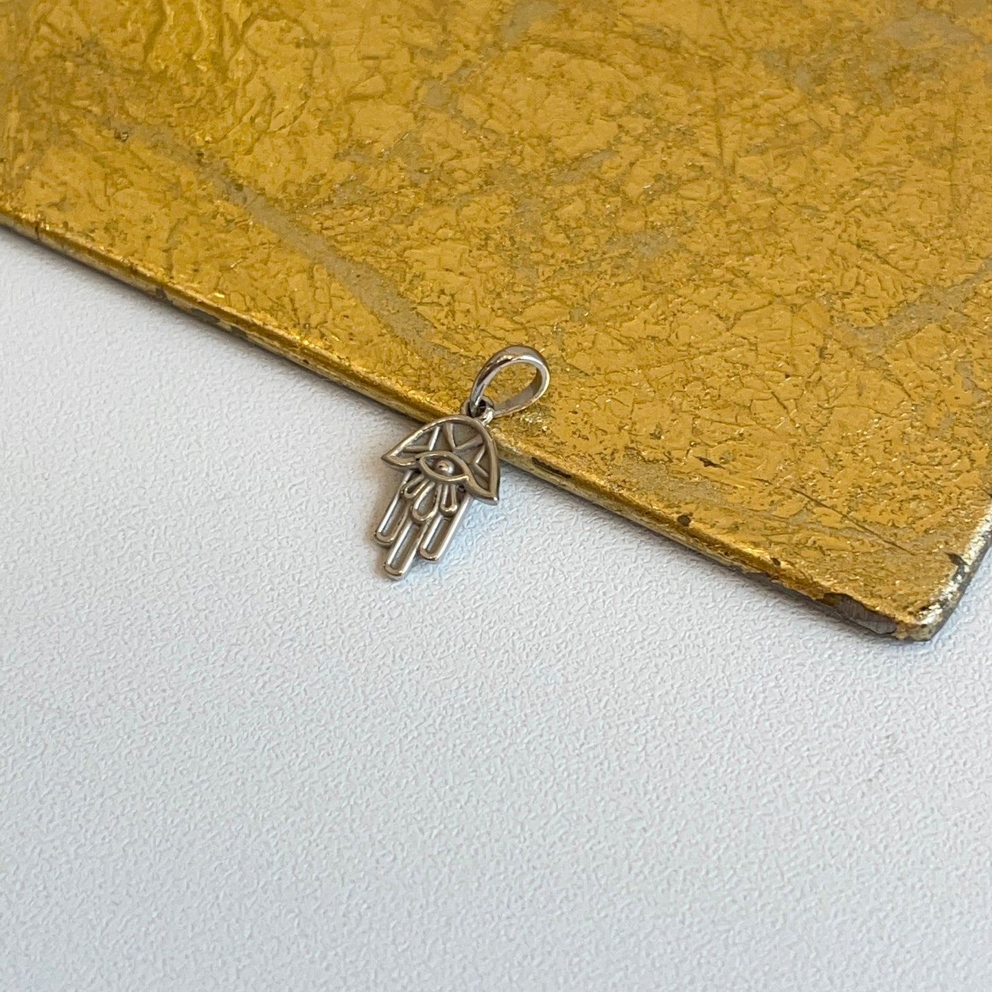 Platinum Evil Eye Mini Hamsa Pendant Charm