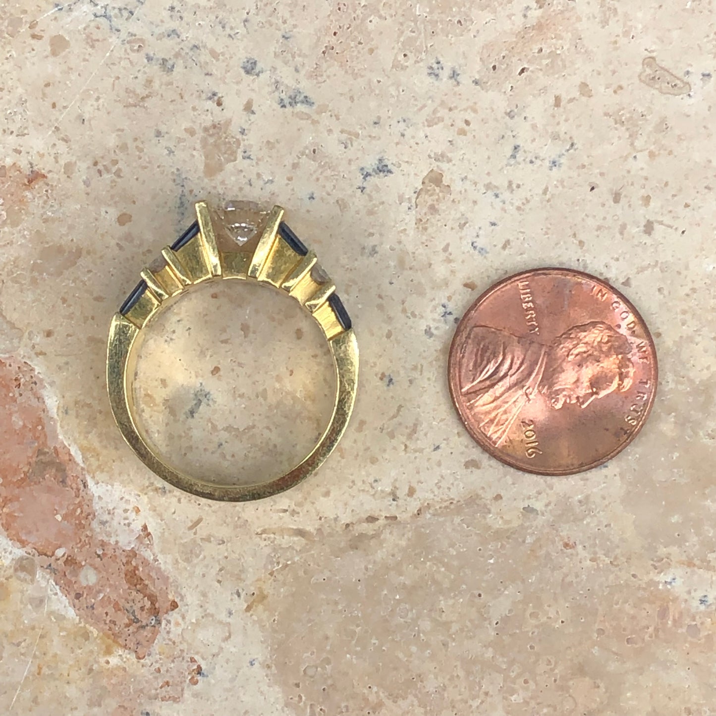 18KT Yellow Gold Blue Sapphire + Diamond Channel Set Band Ring, 18KT Yellow Gold Blue Sapphire + Diamond Channel Set Band Ring - Legacy Saint Jewelry