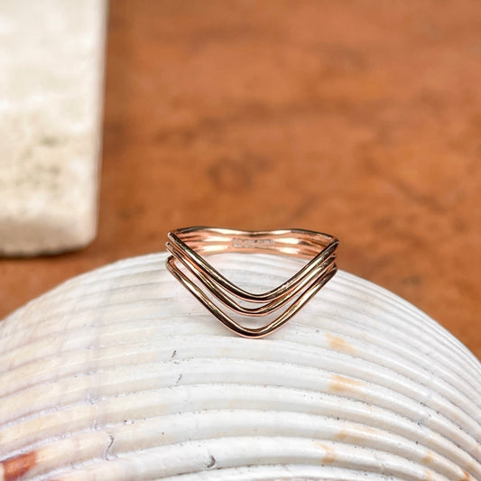 Rose-Tone Sterling Silver 3-Bar Wave Ring