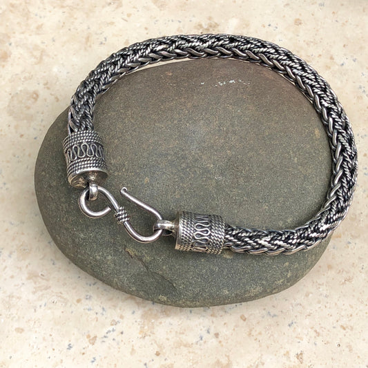 Sterling Silver Braided Oxidized Bracelet, Sterling Silver Braided Oxidized Bracelet - Legacy Saint Jewelry