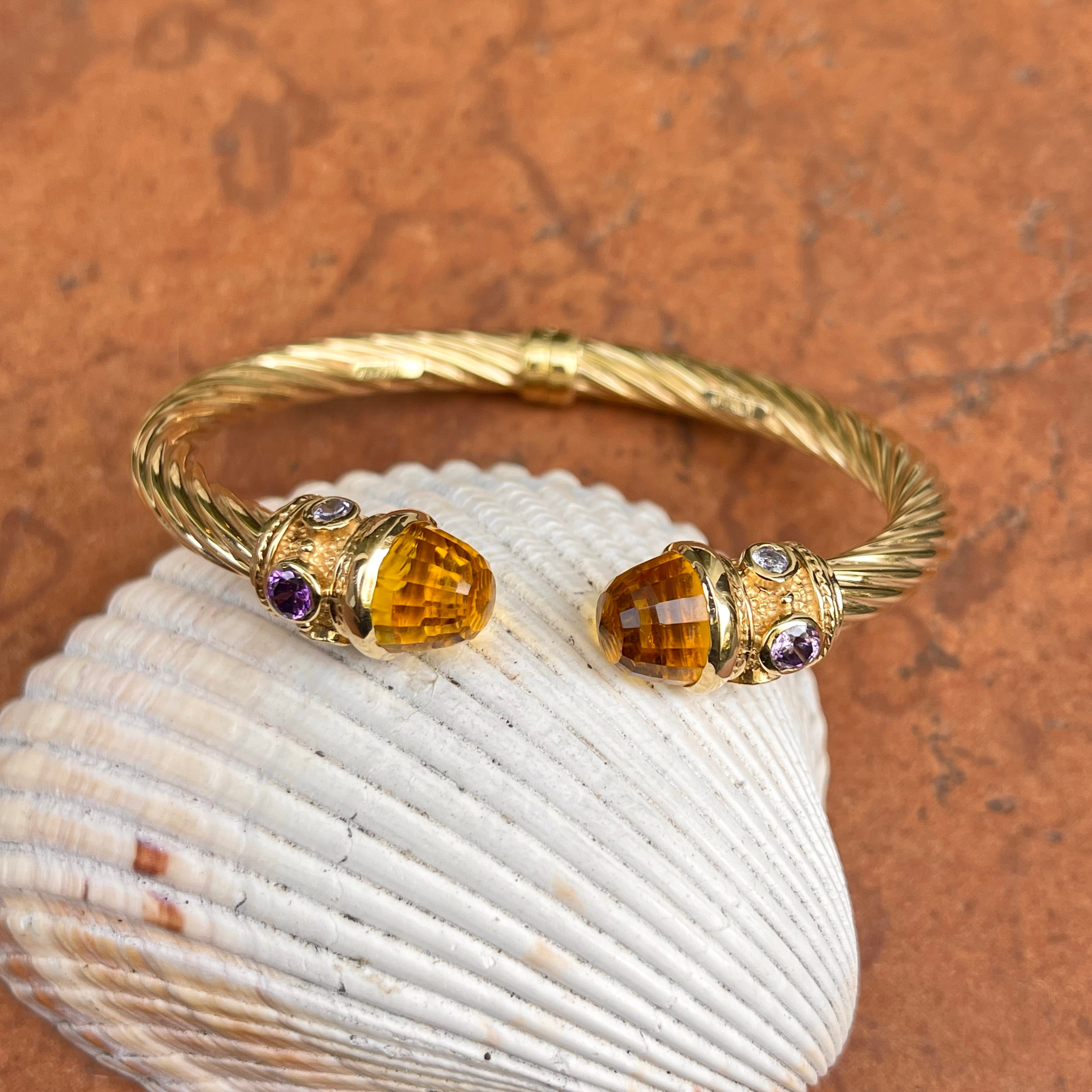 11 cttw Citrine Bangle Bracelet Brass With Rhodium Plating 11x9 MM on sale Oval Twisted