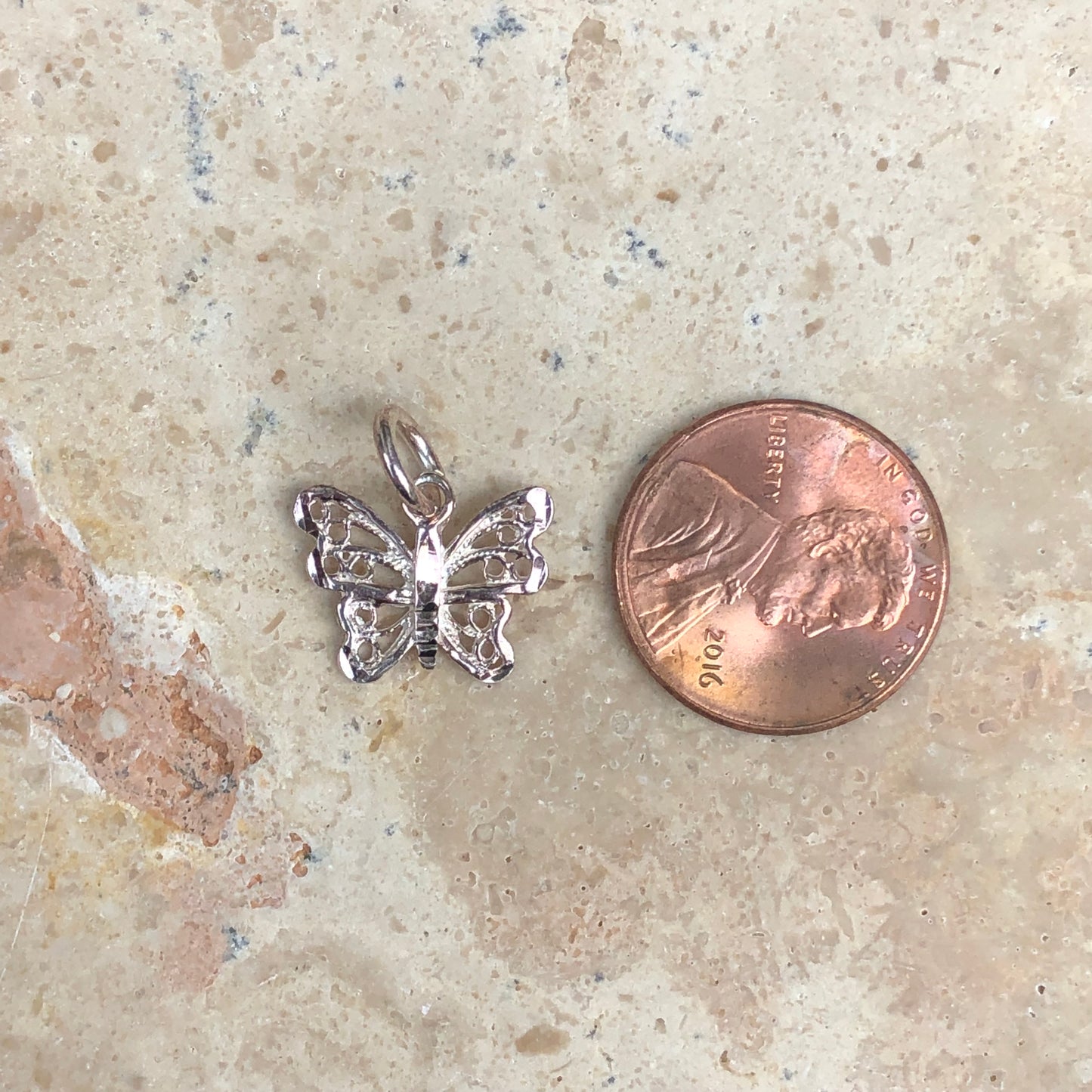 Sterling Silver Diamond-Cut Butterfly Pendant Charm, Sterling Silver Diamond-Cut Butterfly Pendant Charm - Legacy Saint Jewelry