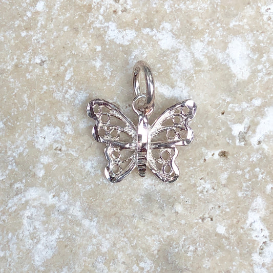 Sterling Silver Diamond-Cut Butterfly Pendant Charm, Sterling Silver Diamond-Cut Butterfly Pendant Charm - Legacy Saint Jewelry