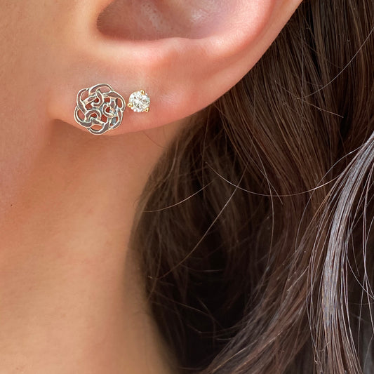 Sterling Silver Mini Celtic Weave Knot Post Stud Earrings