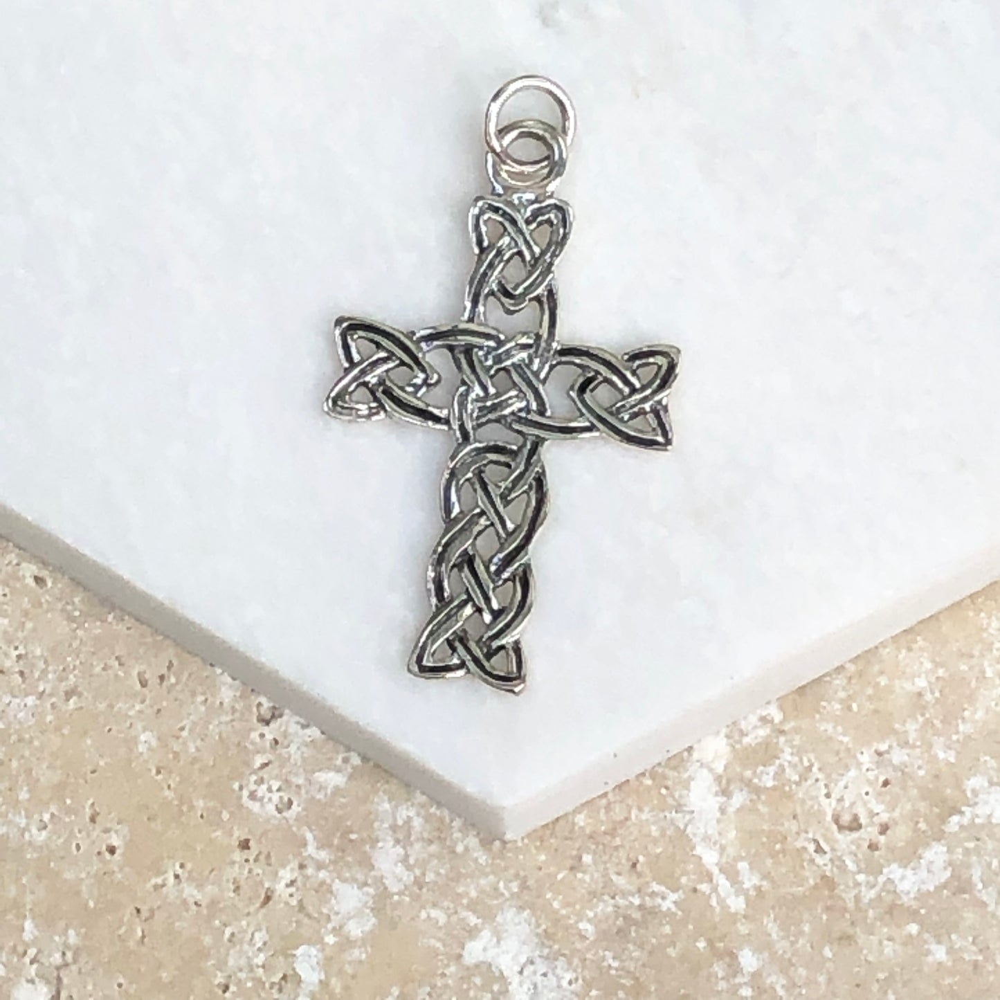 Sterling Silver Celtic Knot Cross Pendant Charm, Sterling Silver Celtic Knot Cross Pendant Charm - Legacy Saint Jewelry
