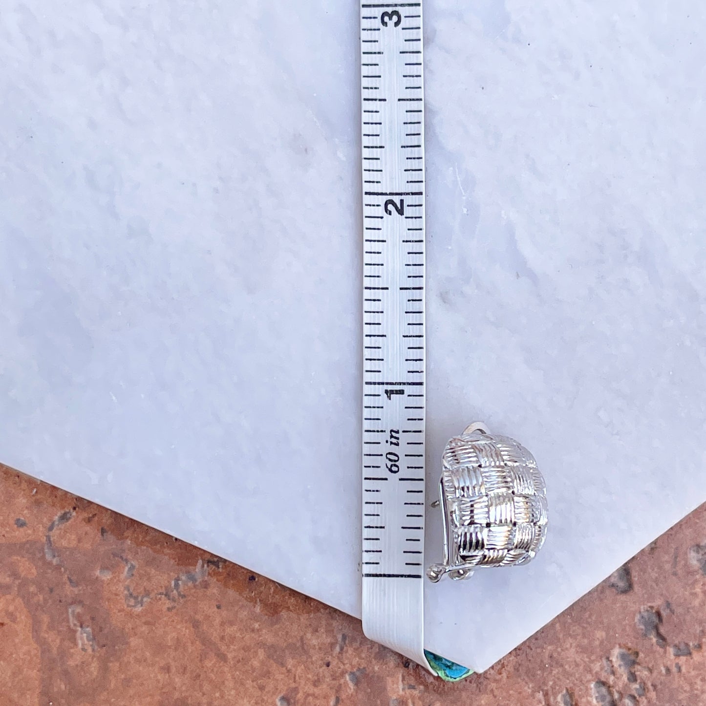 Sterling Silver Square Basket Weave Omega Back Earrings