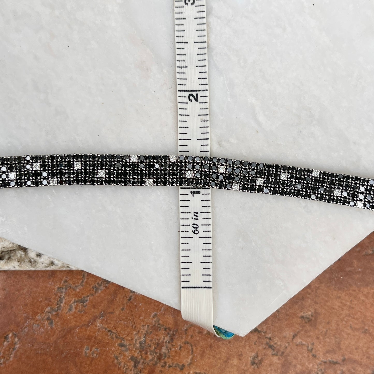 Estate 14KT White Gold Pave White + Black Diamond Link Bracelet - LSJ