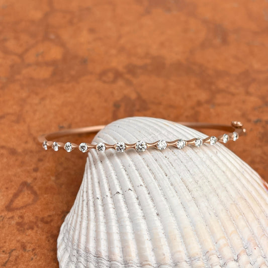 14KT Rose Gold Matte Finish 1.00 Carat Diamond Bangle Bracelet