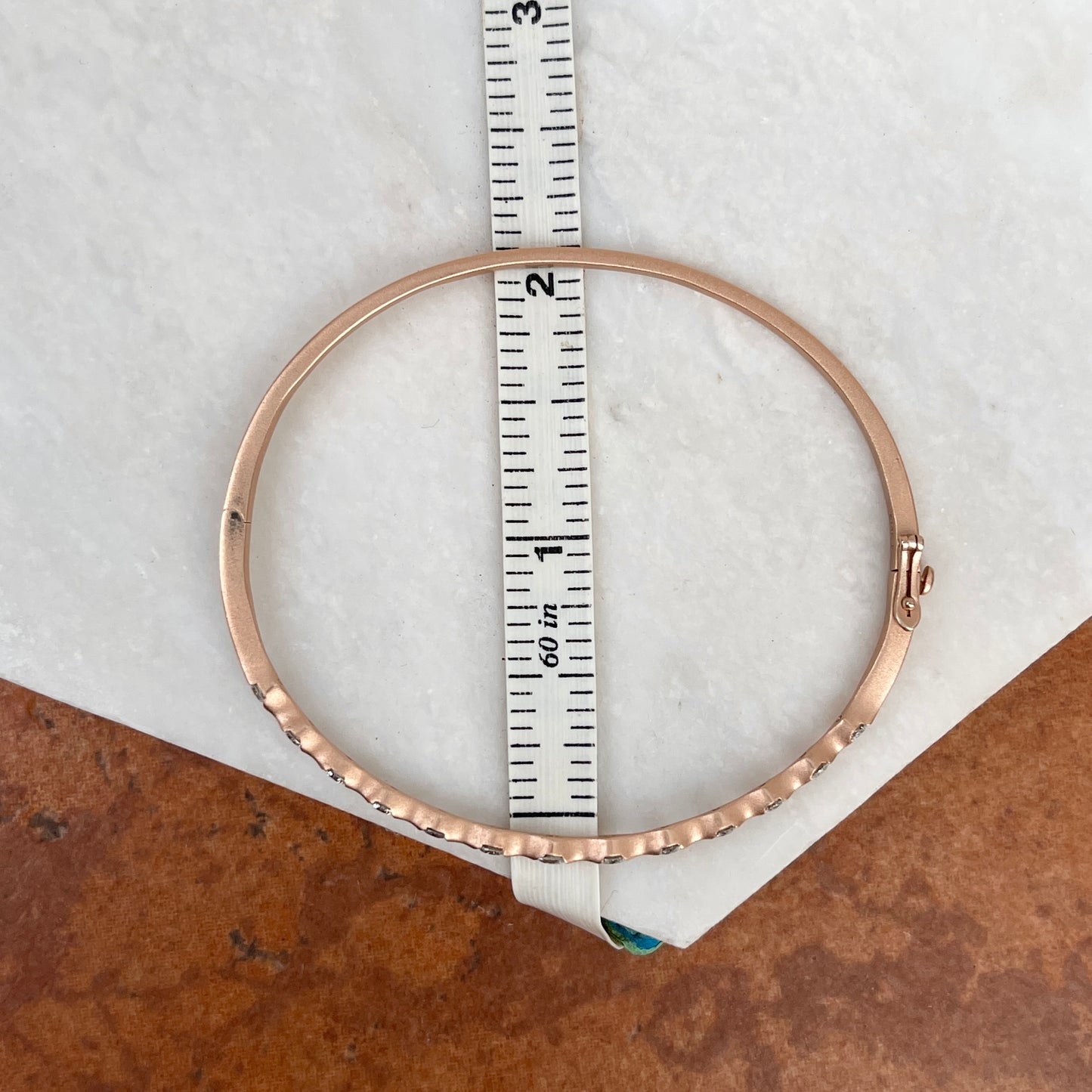 14KT Rose Gold Matte Finish 1.00 Carat Diamond Bangle Bracelet