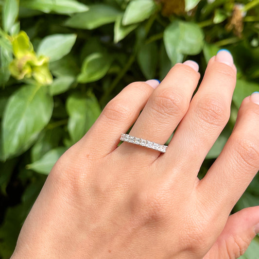 Platinum 1 1/5 CT Princess Cut Diamond Eternity Wedding Band Ring