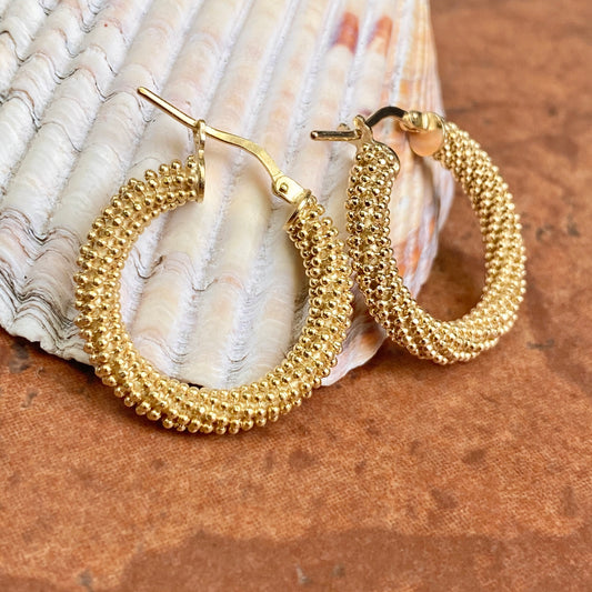 Gold-Plated Sterling Silver Beaded Hoop Earrings 23mm