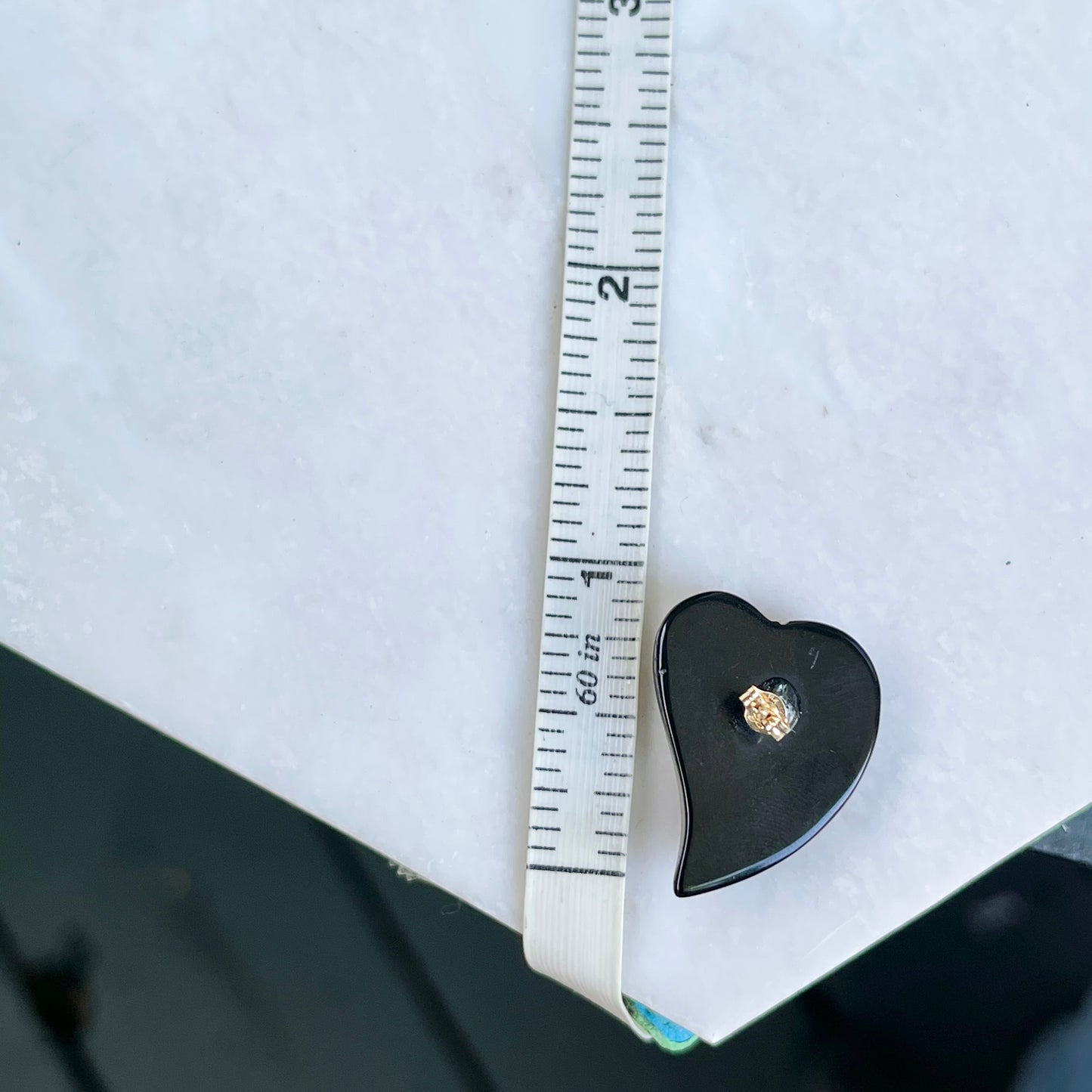 Estate 14KT Yellow Gold Black Onyx Heart Post Earrings