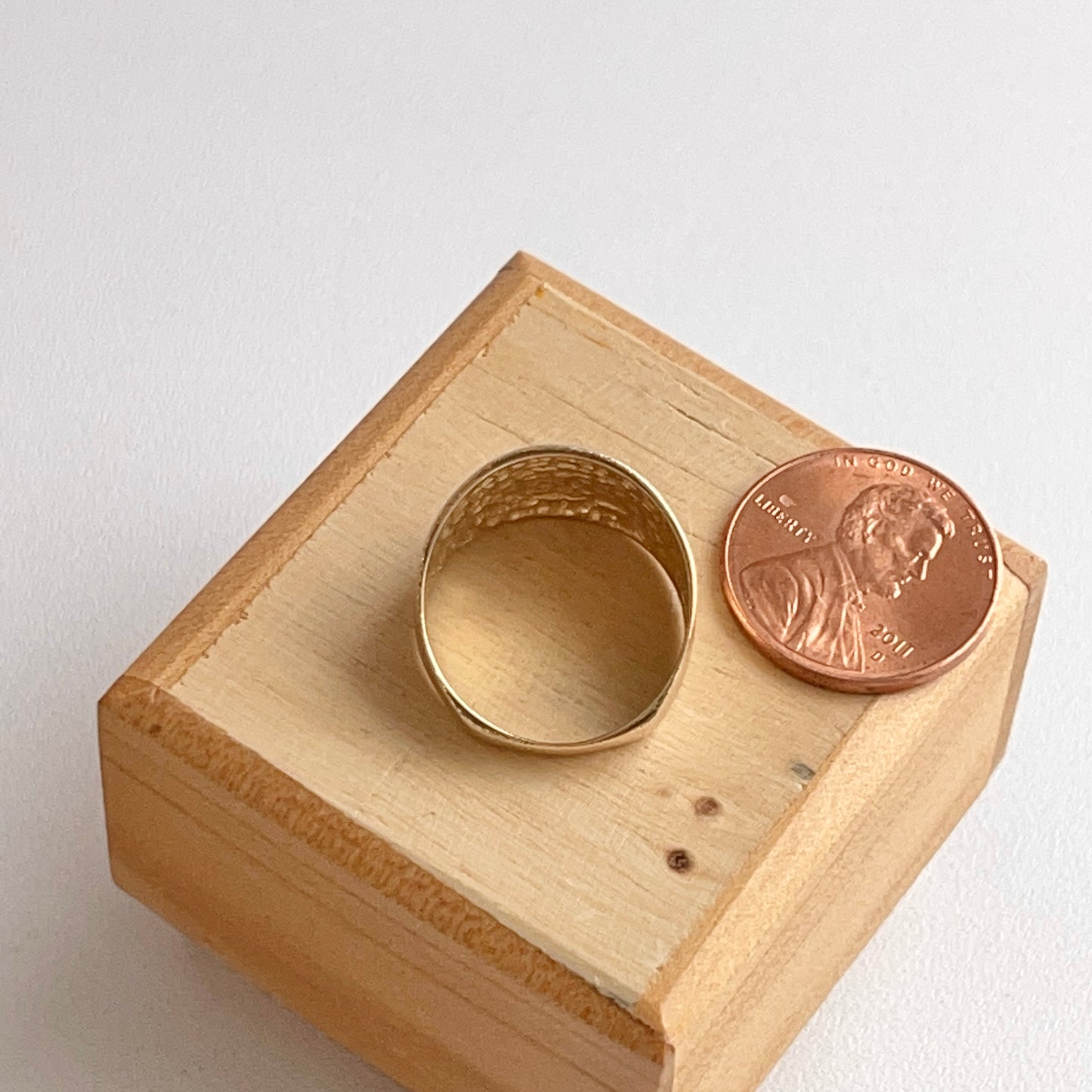 14KT Yellow Gold Textured Matte Finish Wide 15mm Cigar Band Ring