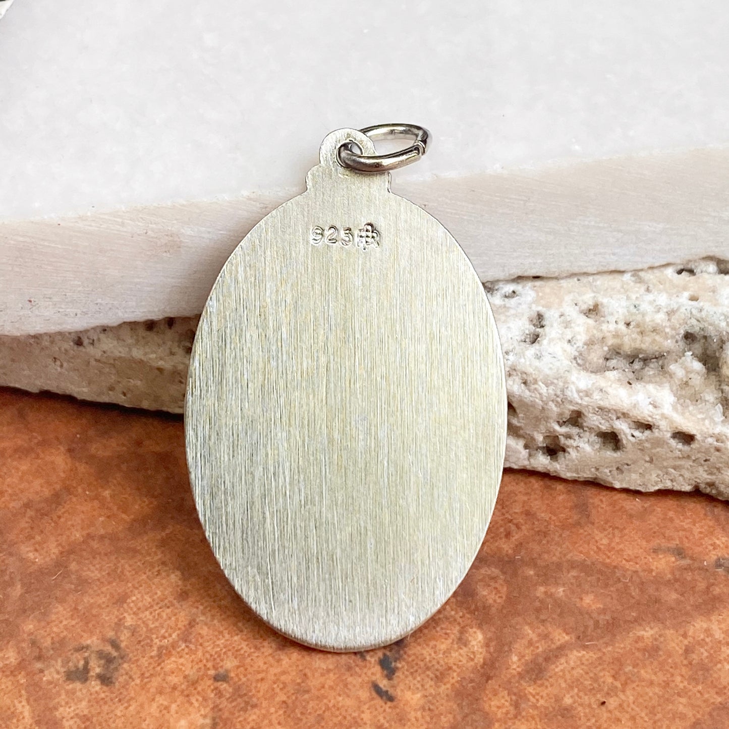 Sterling Silver Polished Saint Christopher Oval Medal Pendant