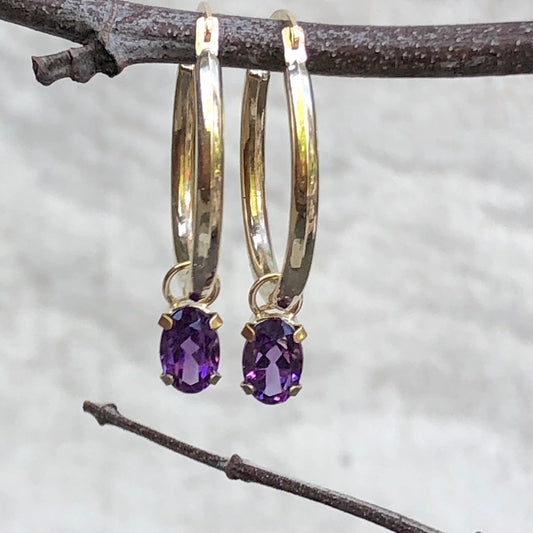Estate 14KT Yellow Gold Amethyst Earring Charms, Estate 14KT Yellow Gold Amethyst Earring Charms - Legacy Saint Jewelry