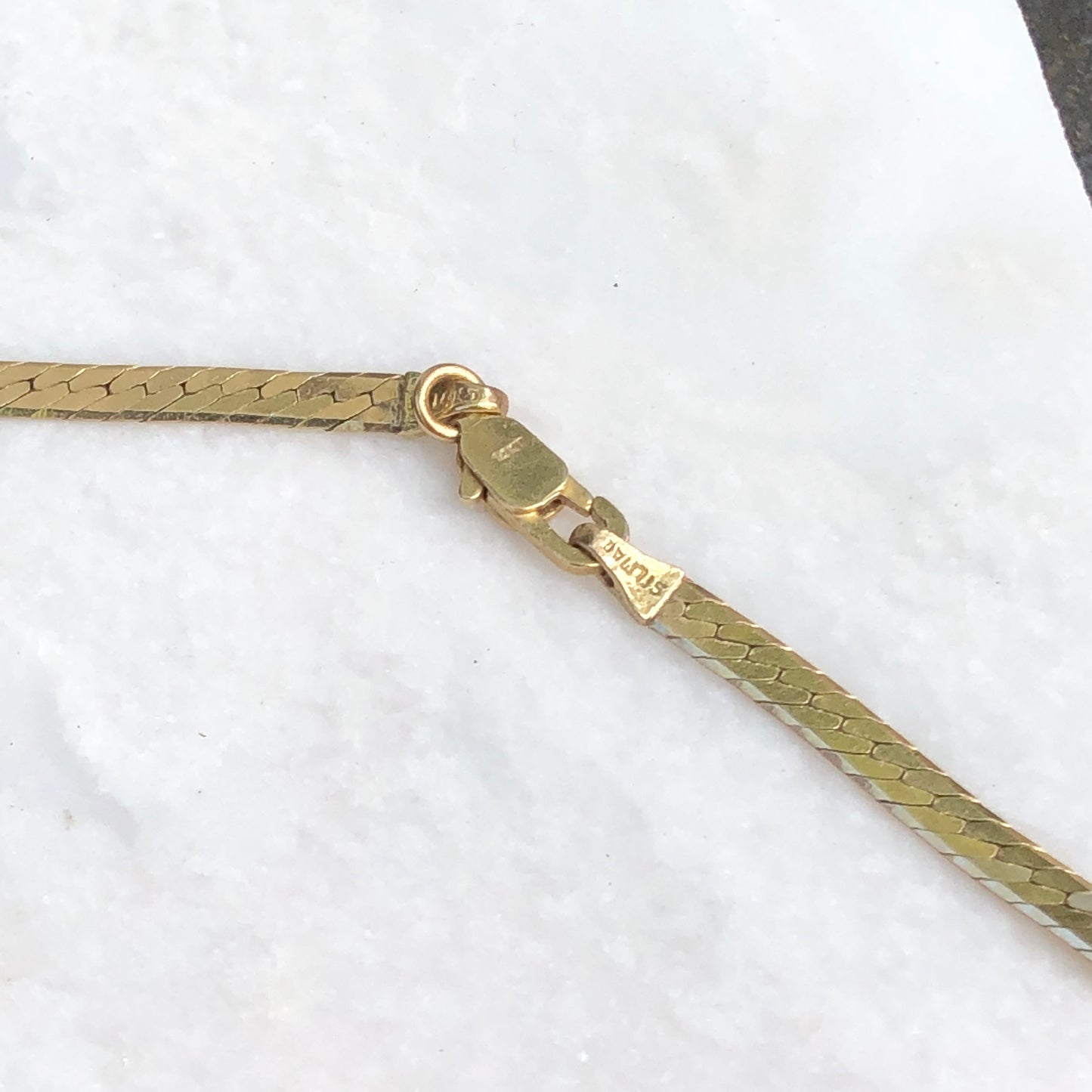 Estate 14KT Yellow Gold Herringbone Chain Necklace 20", Estate 14KT Yellow Gold Herringbone Chain Necklace 20" - Legacy Saint Jewelry