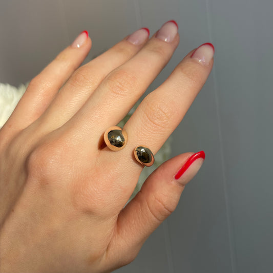 14KT Yellow Gold Polished Open Shank Artistic Dome Ring