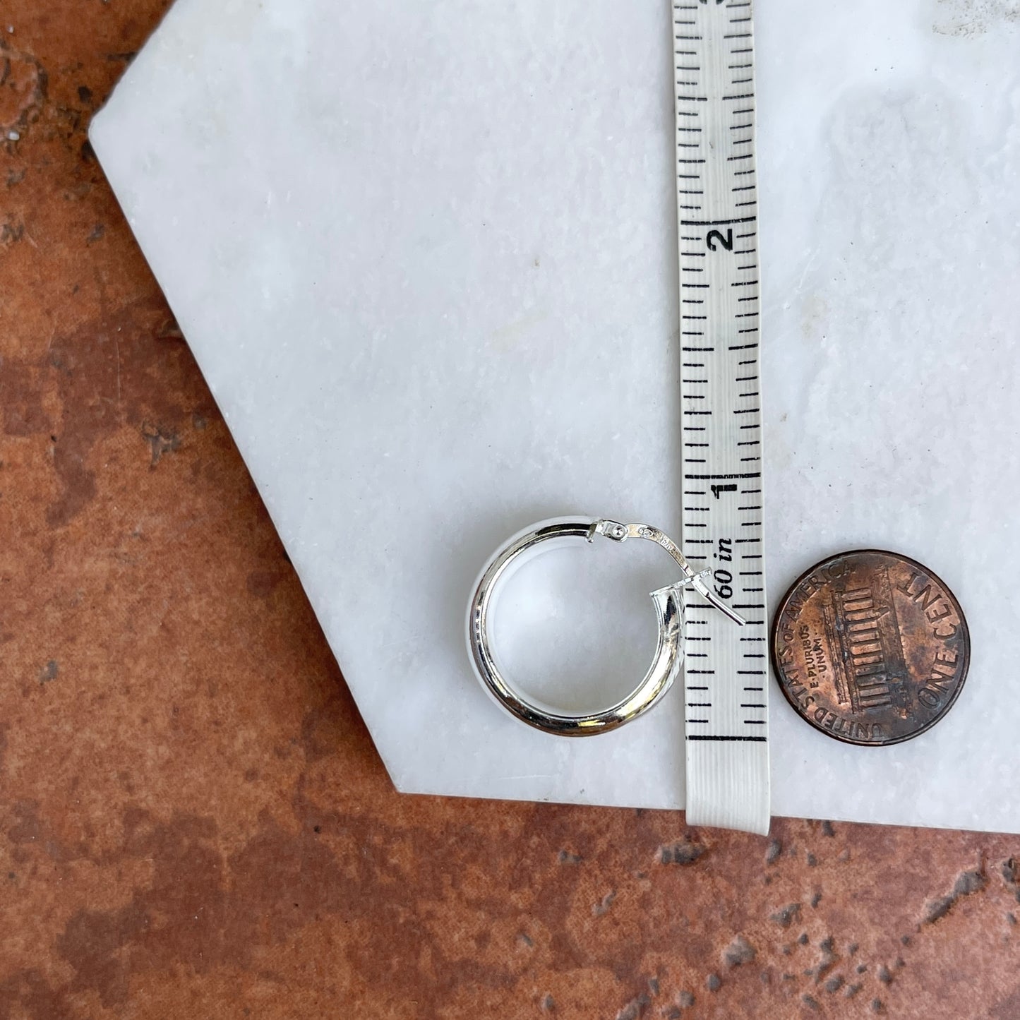 Sterling Silver Half-Round Tube Hoop Earrings 23mm