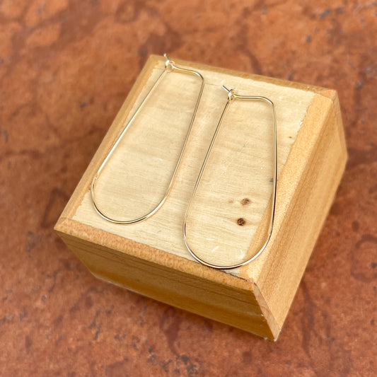 Yellow Gold-Filled Thin Wire Teardrop Hoop Earrings 40mm