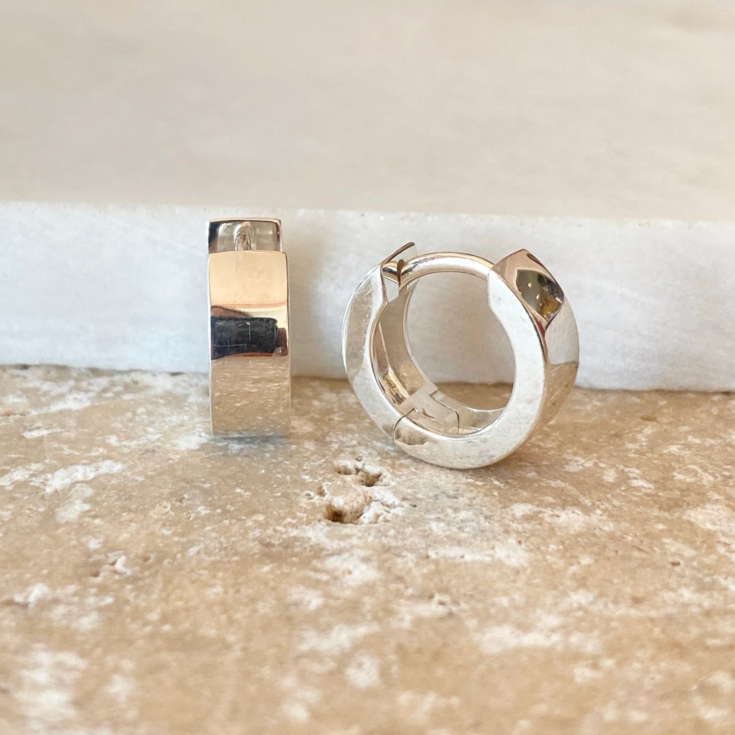 Sterling Silver Polished Hinged Huggie Hoop Earrings 11.5mm, Sterling Silver Polished Hinged Huggie Hoop Earrings 11.5mm - Legacy Saint Jewelry