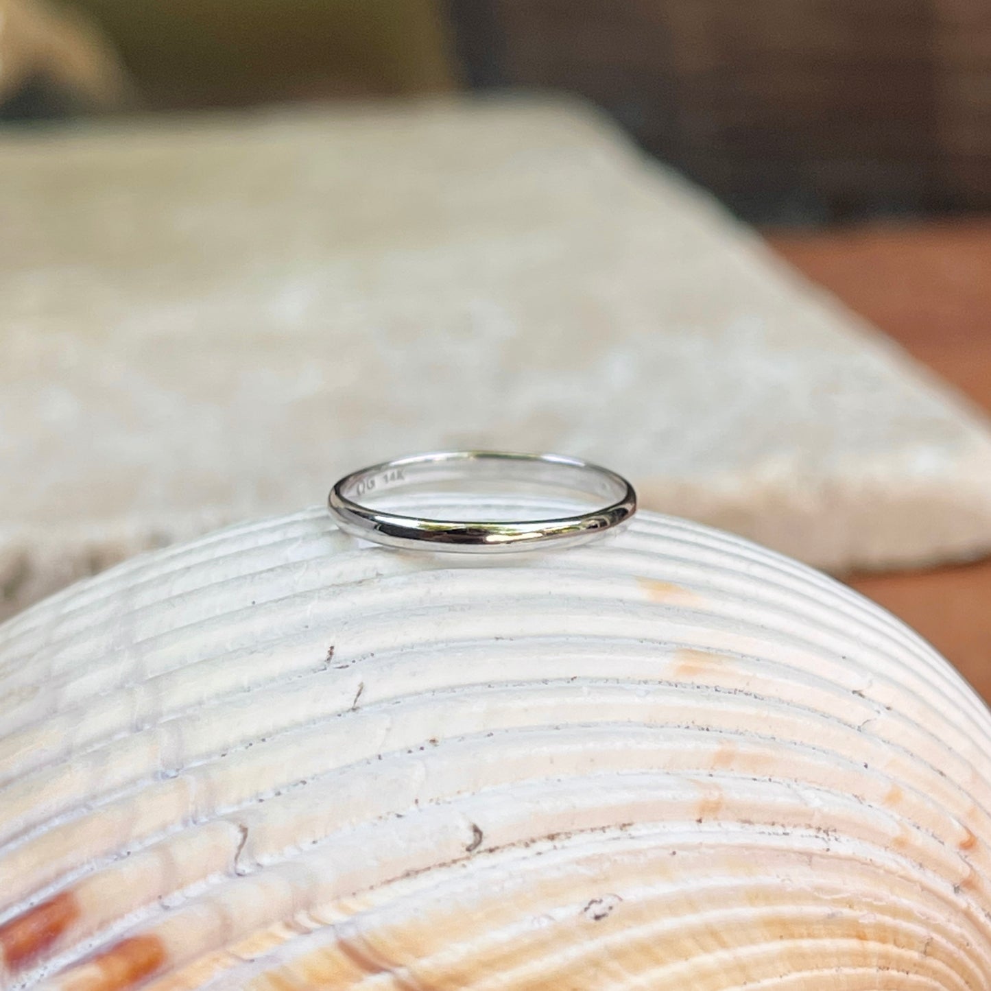 14KT White Gold Polished Thin Midi Ring