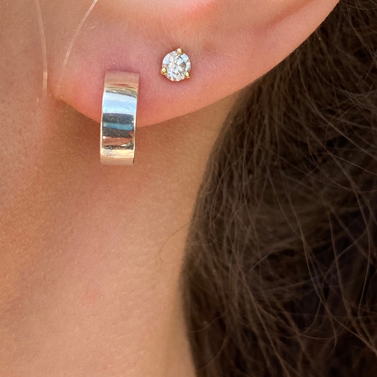 Sterling Silver Polished Hinged Huggie Hoop Earrings 11.5mm, Sterling Silver Polished Hinged Huggie Hoop Earrings 11.5mm - Legacy Saint Jewelry