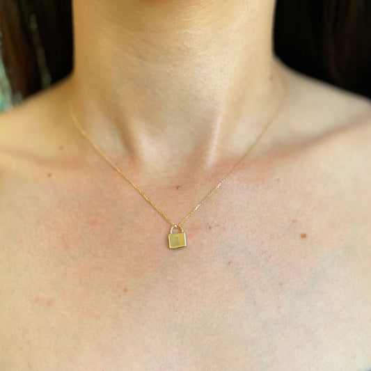 10KT Yellow Gold Mini Lock Pendant Charm