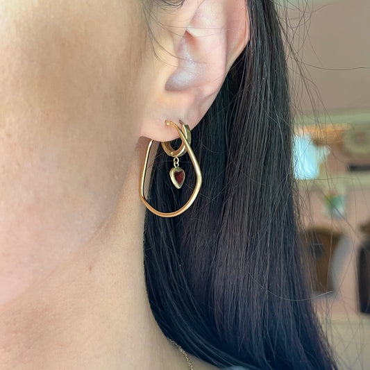 14KT Yellow Gold Rounded Triangle Hoop Earrings 27mm