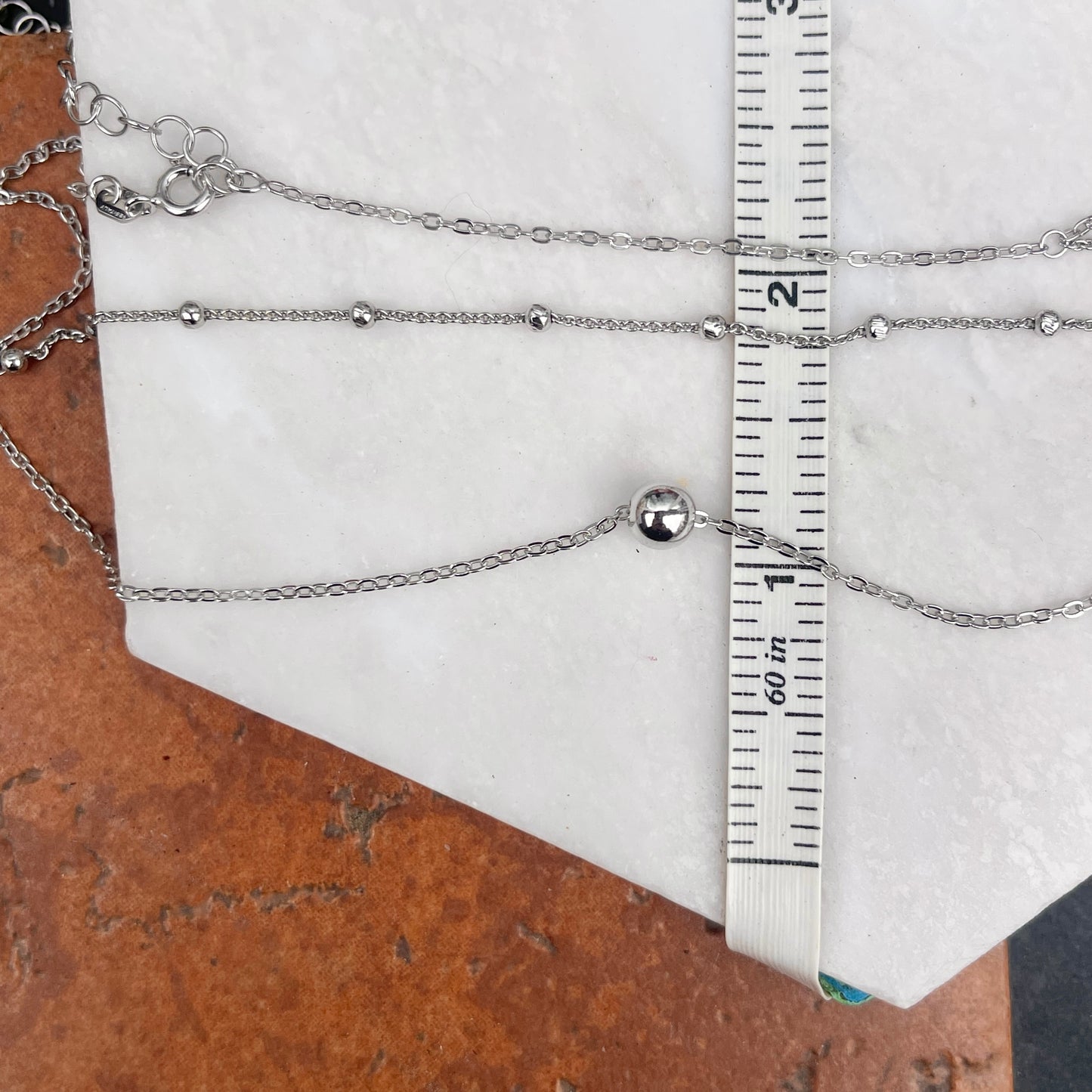 Sterling Silver Beaded Double Layer Choker Necklace