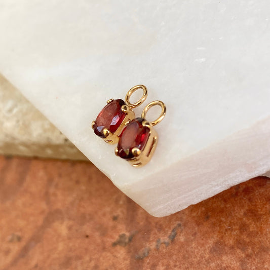 Estate 14KT Yellow Gold Oval Garnet Earring Charms