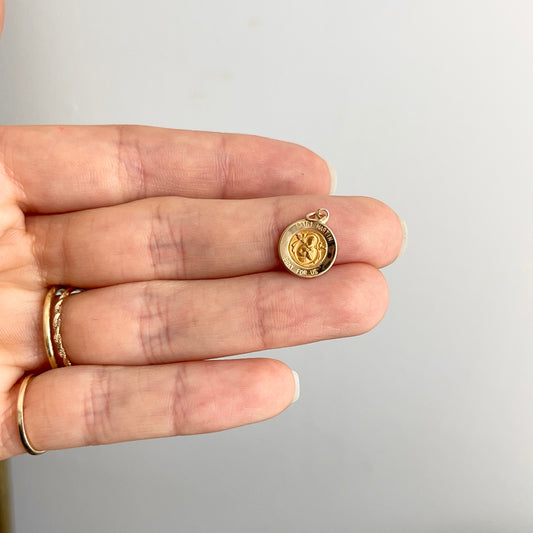 14KT Yellow Gold St Martin de Porres Medal Pendant Charm 12mm
